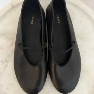 The Row Classic Black Leather Flats